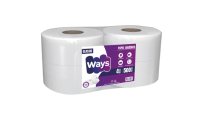 PAPEL HIGIENICO WAYS HOJA SIMPLE 4X 500 MTS