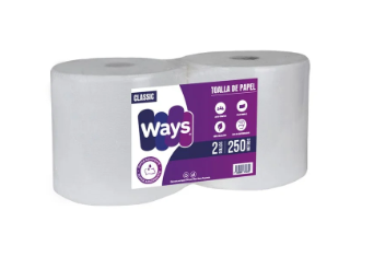 TOALLA PAPEL WAYS 2X 250 MTS HOJA SIMPLE